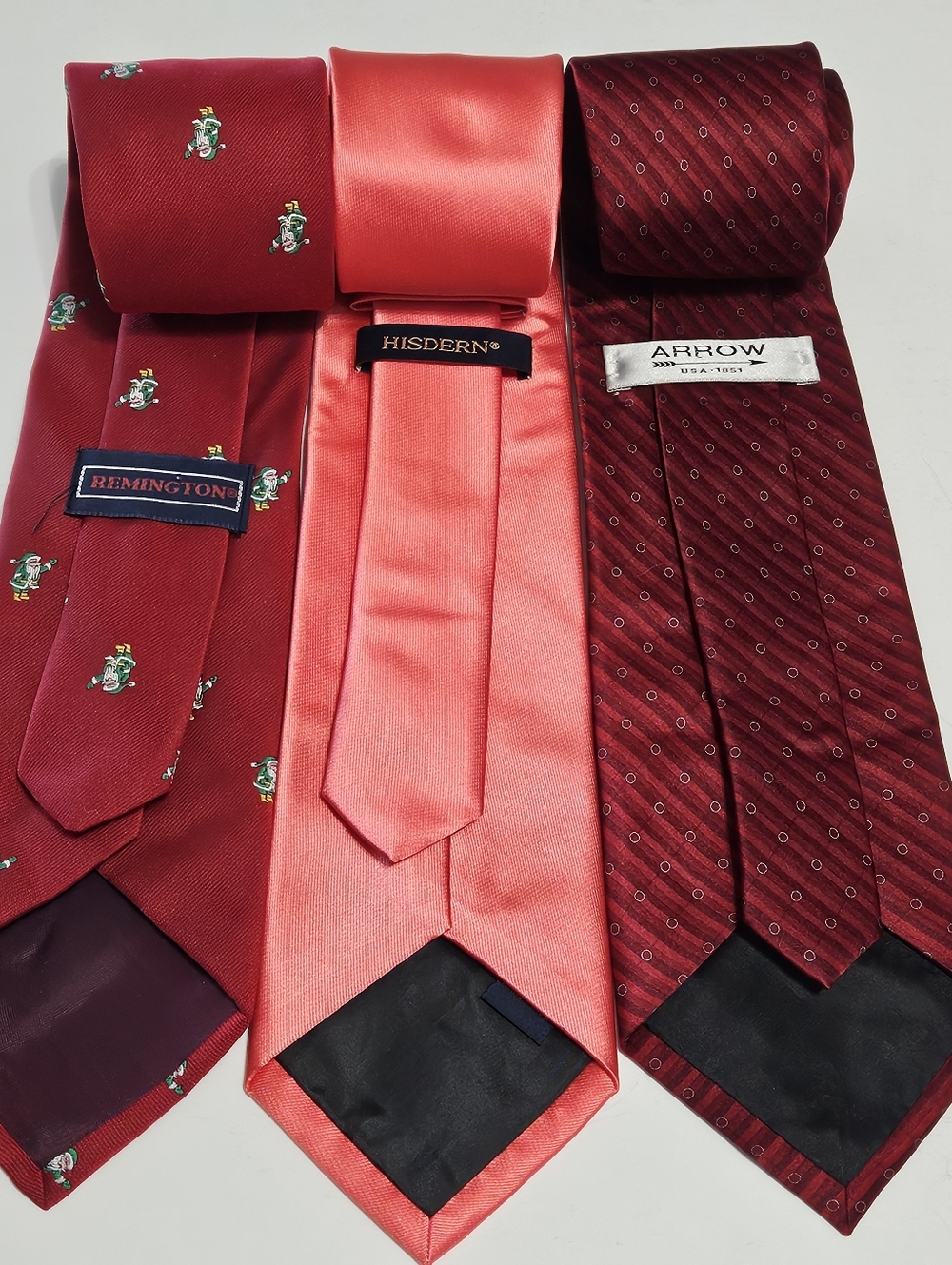 6 Misc. Name Brand Men's Silk Polyester Nylon Red Brown Multi-Colored Neck Ties - Picture 8 of 16